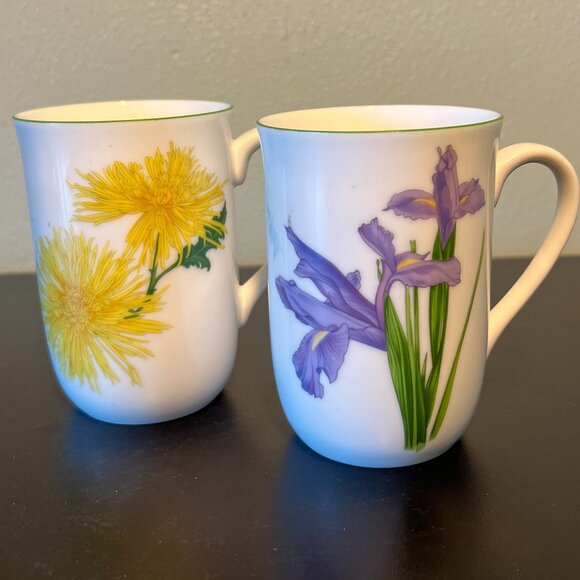 Pair of OTAGIRI JAPAN Rose Baxter AMERICAN GARDEN Chrysanthemum & Iris Cups Mugs - Picture 4 of 13